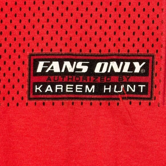 NEW Kareem Hunt Fans Only Red M Long Sleeve J-Tee Shirt With Signature Print - Picture 2 of 9